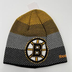 Reebok Boston Bruins Face Off Collection Beanie Hat Black Gold White One Size